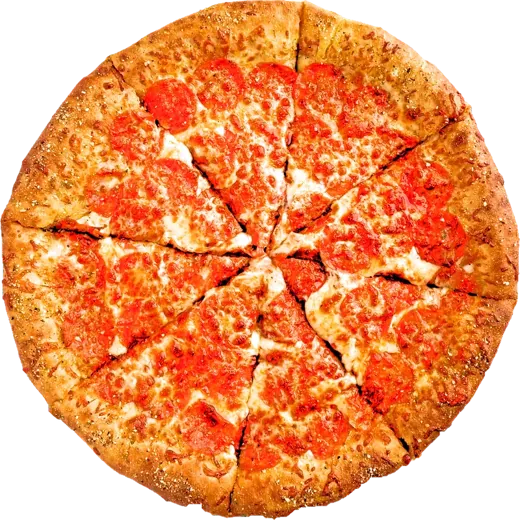 Pizza de pepperoni vista desde arriba